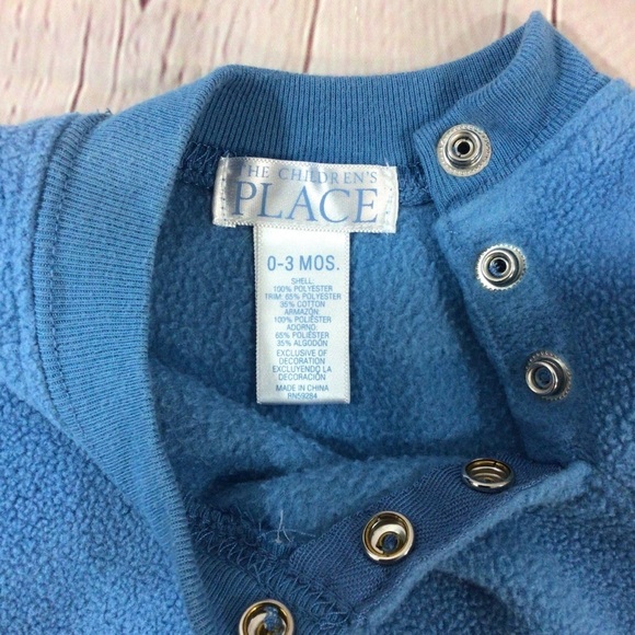 The Children’s Place Blue Bear Fleece Sweatshirt - Size 0-3 Months - Picture 5 of 6